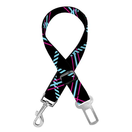 Black Blue And Pink Tartan Pattern Print Dog Seat Belt