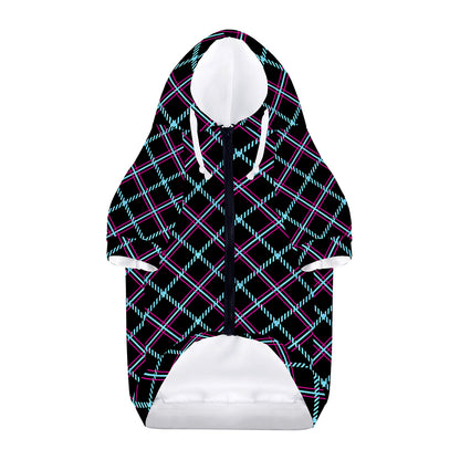 Black Blue And Pink Tartan Pattern Print Dog Zip Up Hoodie