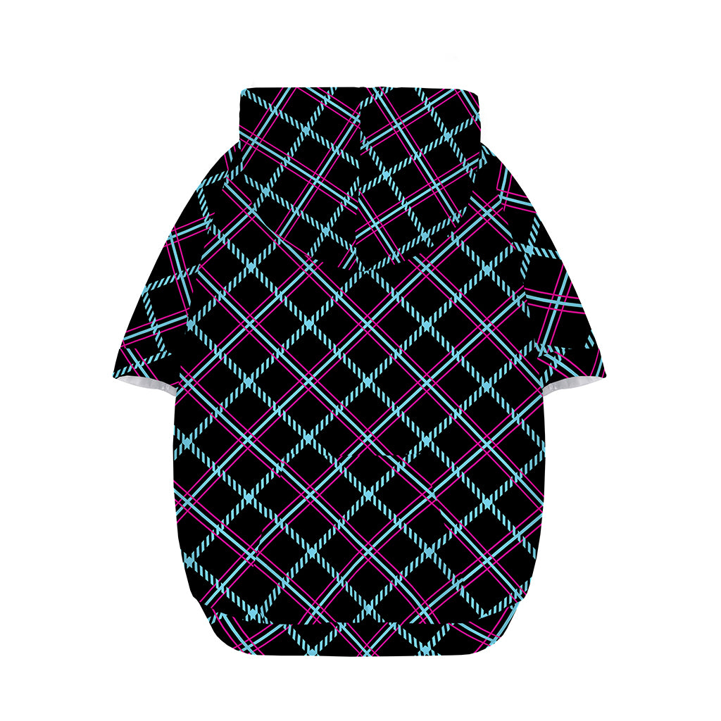 Black Blue And Pink Tartan Pattern Print Dog Zip Up Hoodie
