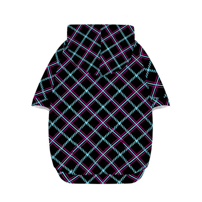 Black Blue And Pink Tartan Pattern Print Dog Zip Up Hoodie