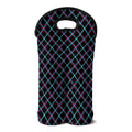 Black Blue And Pink Tartan Pattern Print Double Neoprene Wine Tote