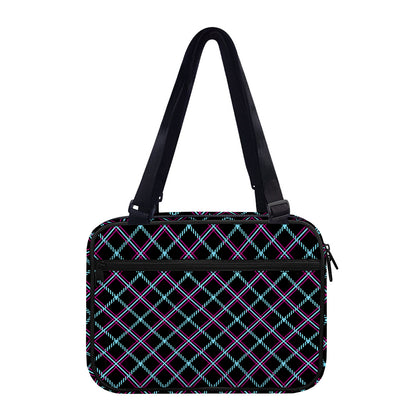 Black Blue And Pink Tartan Pattern Print Double Strap Bible Bag