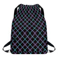 Black Blue And Pink Tartan Pattern Print Drawstring Backpack