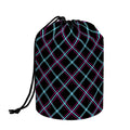 Black Blue And Pink Tartan Pattern Print Drawstring Makeup Bag