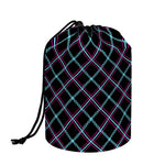 Black Blue And Pink Tartan Pattern Print Drawstring Makeup Bag