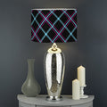 Black Blue And Pink Tartan Pattern Print Drum Lamp Shade