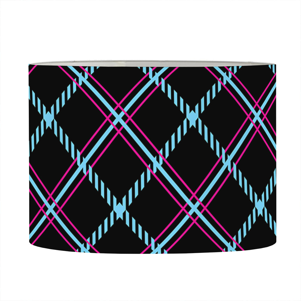 Black Blue And Pink Tartan Pattern Print Drum Lamp Shade