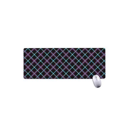 Black Blue And Pink Tartan Pattern Print Extended Mouse Pad