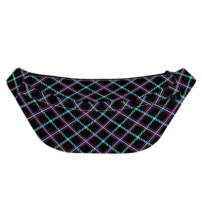 Black Blue And Pink Tartan Pattern Print Fanny Pack