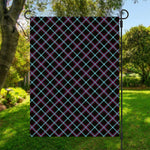 Black Blue And Pink Tartan Pattern Print Garden Flag