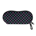 Black Blue And Pink Tartan Pattern Print Glasses Case