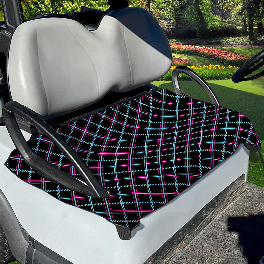 Black Blue And Pink Tartan Pattern Print Golf Cart Seat Cover
