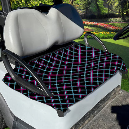 Black Blue And Pink Tartan Pattern Print Golf Cart Seat Cover