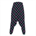 Black Blue And Pink Tartan Pattern Print Hammer Pants