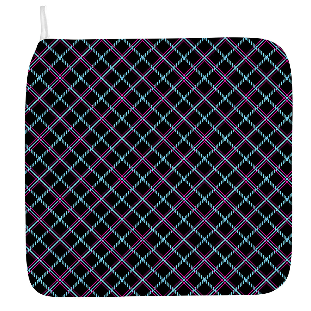 Black Blue And Pink Tartan Pattern Print Hand Towel