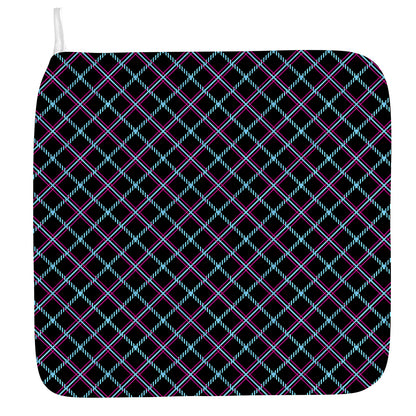 Black Blue And Pink Tartan Pattern Print Hand Towel