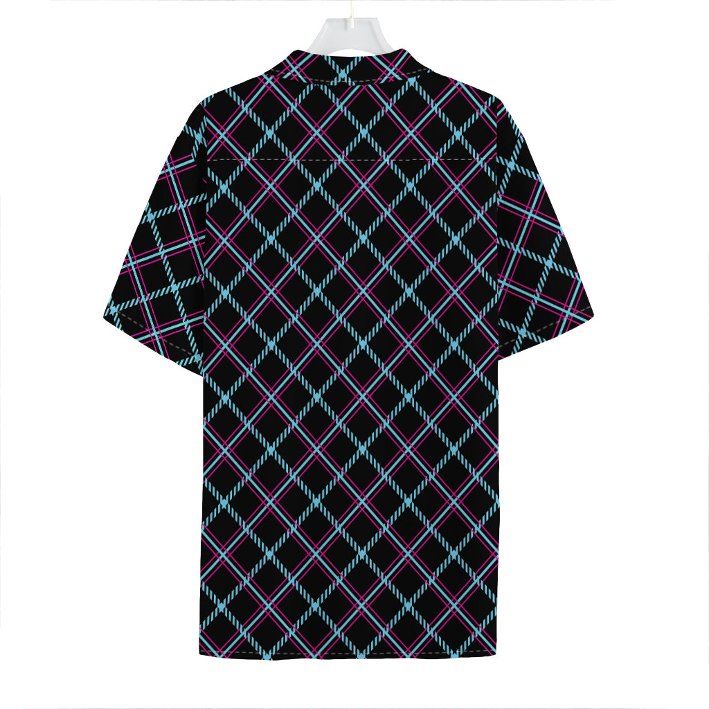 Black Blue And Pink Tartan Pattern Print Hawaiian Shirt