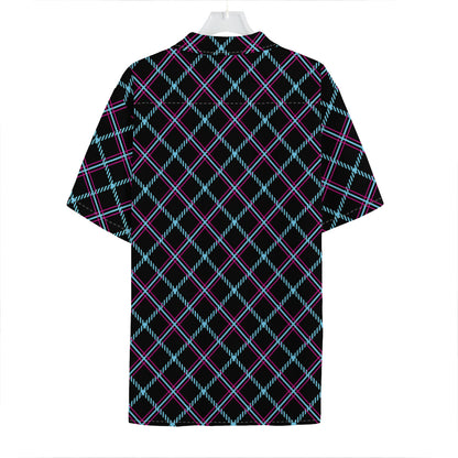 Black Blue And Pink Tartan Pattern Print Hawaiian Shirt