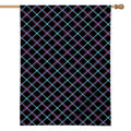 Black Blue And Pink Tartan Pattern Print House Flag