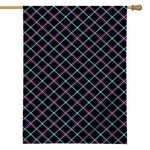 Black Blue And Pink Tartan Pattern Print House Flag
