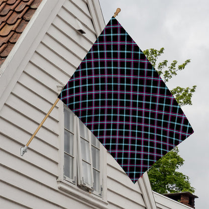 Black Blue And Pink Tartan Pattern Print House Flag