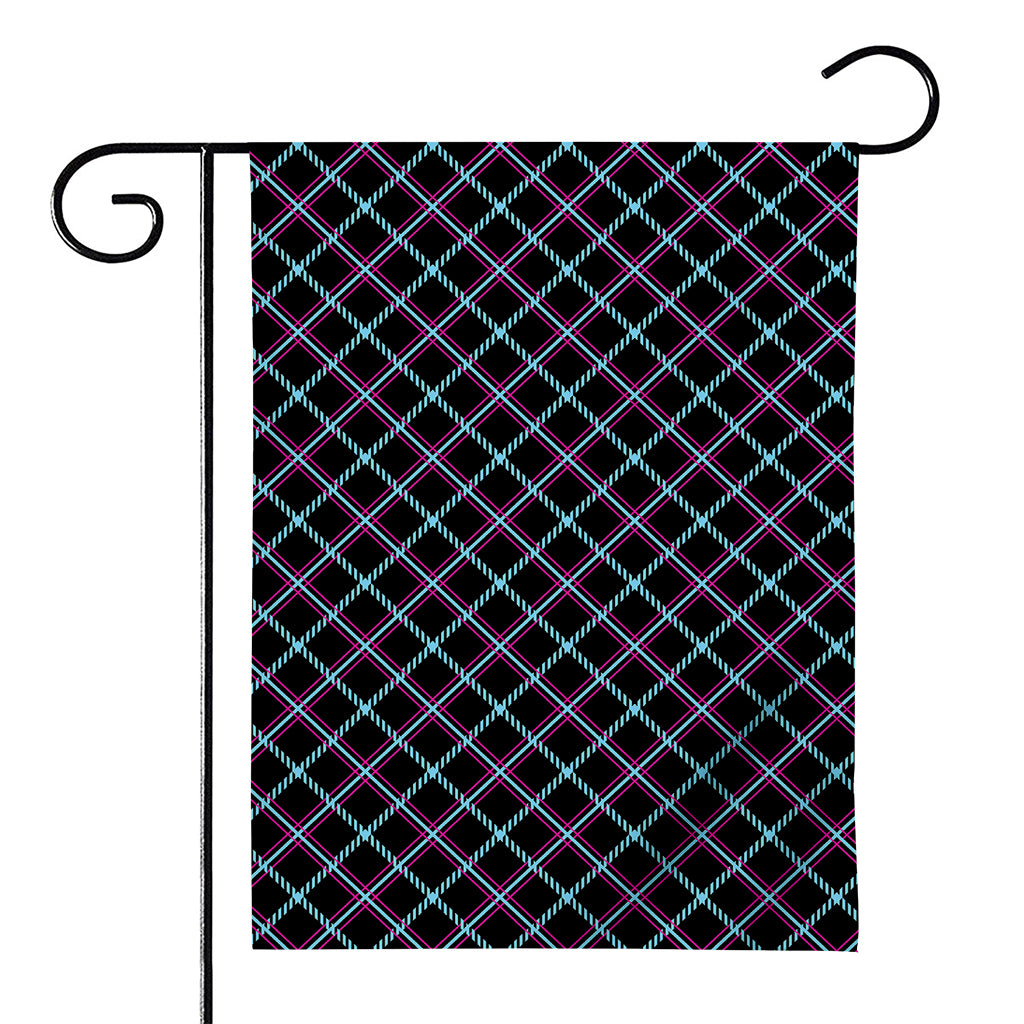 Black Blue And Pink Tartan Pattern Print House Flag