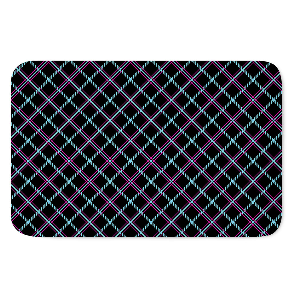 Black Blue And Pink Tartan Pattern Print Indoor Door Mat