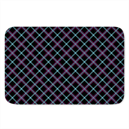 Black Blue And Pink Tartan Pattern Print Indoor Door Mat