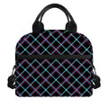 Black Blue And Pink Tartan Pattern Print Insulated Lunch Bag