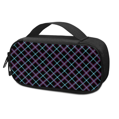 Black Blue And Pink Tartan Pattern Print Insulin Cooler Travel Case