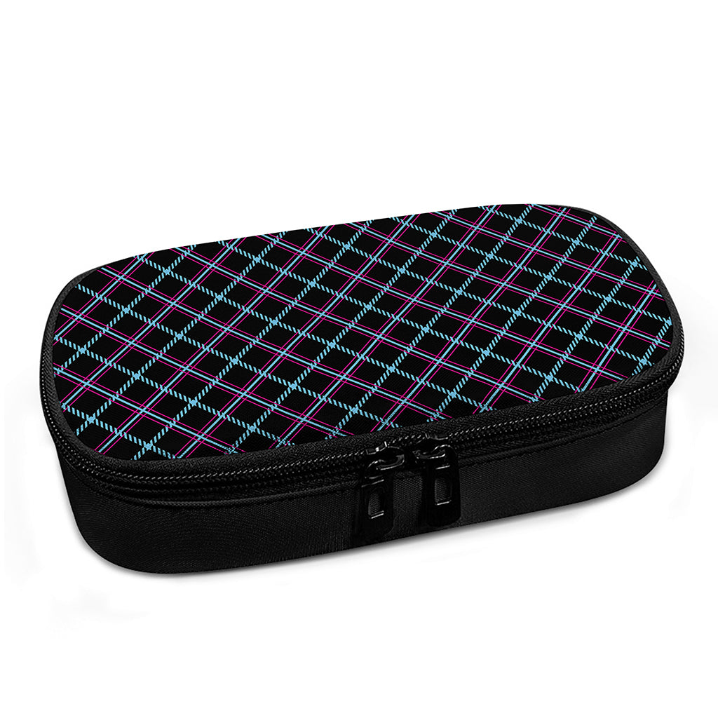 Black Blue And Pink Tartan Pattern Print Insulin Cooler Travel Case
