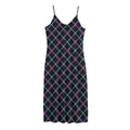 Black Blue And Pink Tartan Pattern Print Jersey Midi Cami Dress