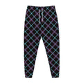 Black Blue And Pink Tartan Pattern Print Jogger Pants