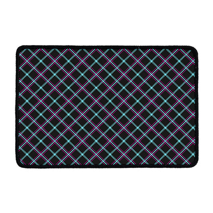 Black Blue And Pink Tartan Pattern Print Kitchen Mat