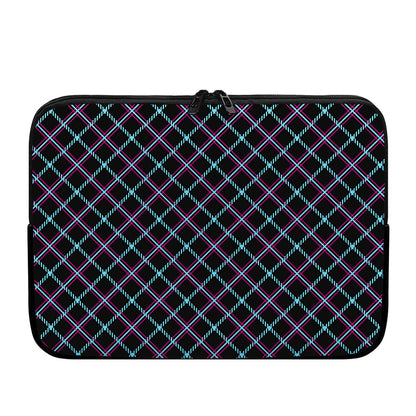 Black Blue And Pink Tartan Pattern Print Laptop Sleeve