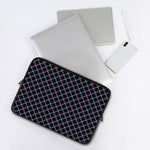 Black Blue And Pink Tartan Pattern Print Laptop Sleeve