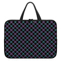 Black Blue And Pink Tartan Pattern Print Laptop Sleeve With Handle