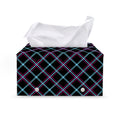 Black Blue And Pink Tartan Pattern Print Leather Tissue Box Cover