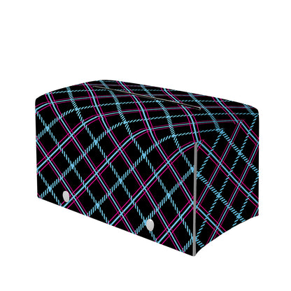 Black Blue And Pink Tartan Pattern Print Leather Tissue Box Cover