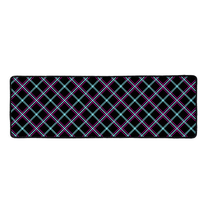 Black Blue And Pink Tartan Pattern Print Long Kitchen Mat