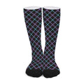 Black Blue And Pink Tartan Pattern Print Long Socks