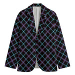 Black Blue And Pink Tartan Pattern Print Men's Blazer