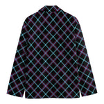 Black Blue And Pink Tartan Pattern Print Men's Blazer