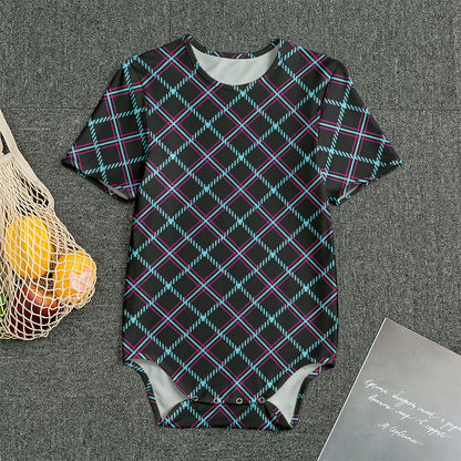 Black Blue And Pink Tartan Pattern Print Men's Bodysuit