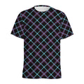 Black Blue And Pink Tartan Pattern Print Men's Athletic T-Shirt