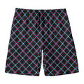 Black Blue And Pink Tartan Pattern Print Men's Swim Trunks
