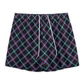Black Blue And Pink Tartan Pattern Print Mesh Shorts