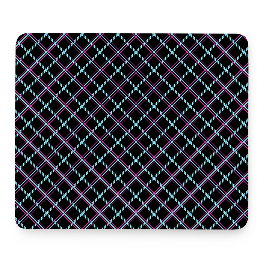 Black Blue And Pink Tartan Pattern Print Mouse Pad