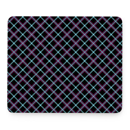 Black Blue And Pink Tartan Pattern Print Mouse Pad