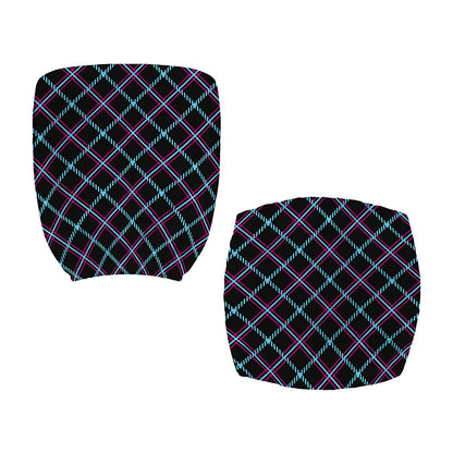 Black Blue And Pink Tartan Pattern Print Office Chair Cover